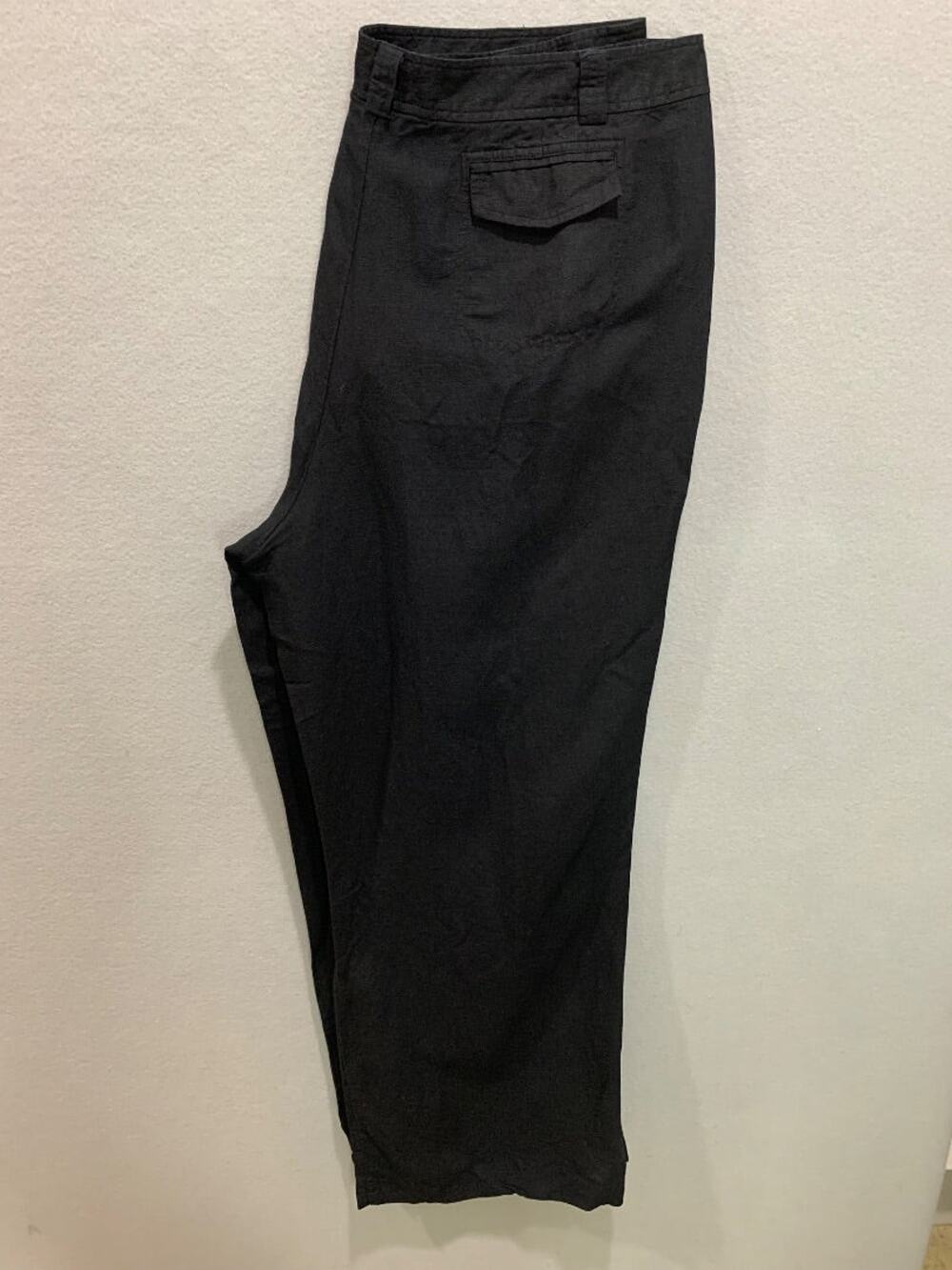 Size 16 New York & Co Womens Black Linen Blend Wide Leg Pants